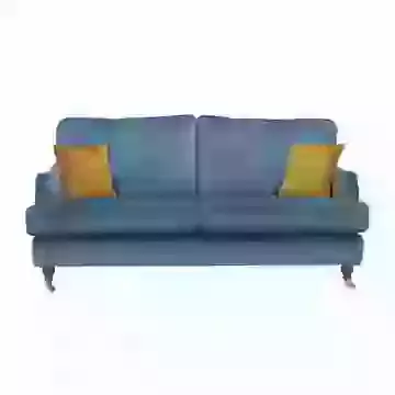 Plush Velvet 3 Seater Sofa on Wooden Legs with Brass Castors